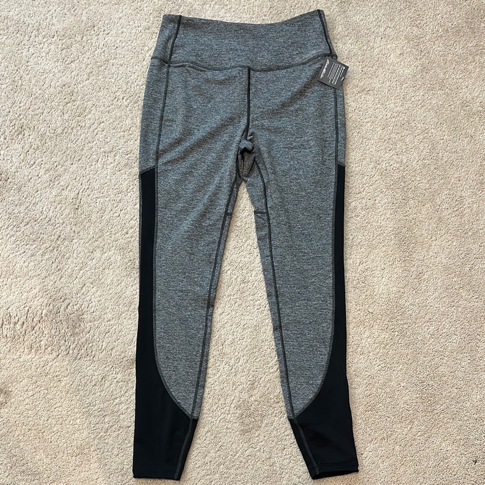 NEW - Eddie Bauer Gray and Black Leggings - Fleece Lined - Large